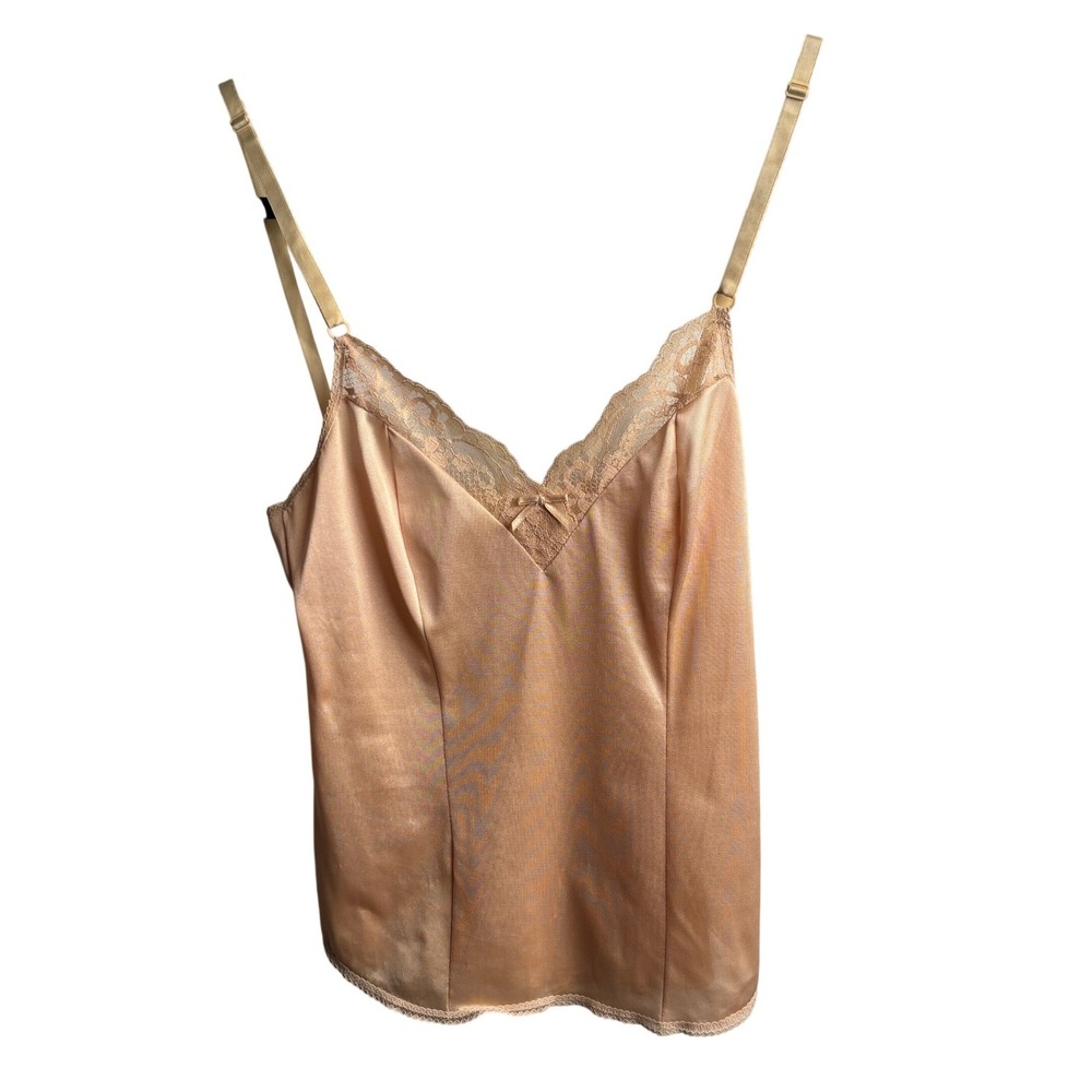 Vintage Maidenform Sweet Nothings Camisole Peach Lace Trim ILGWU USA Fairy 32